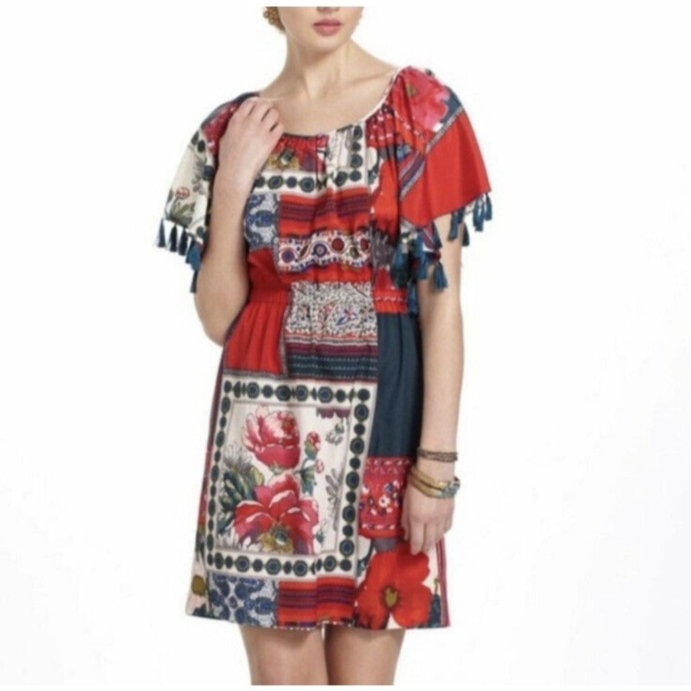 Anthropologie Rose Floral Dress Size Small Boho